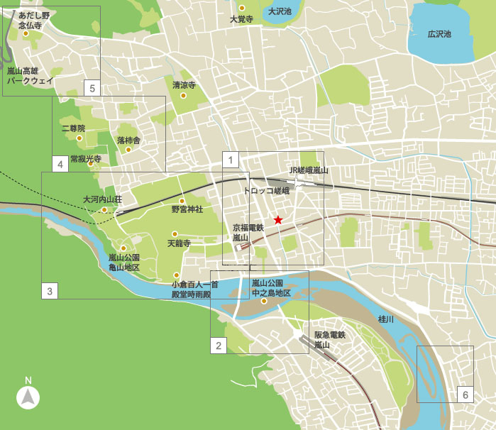 ペンションマインドゲーム 周辺map 京都嵐山周辺の観光地